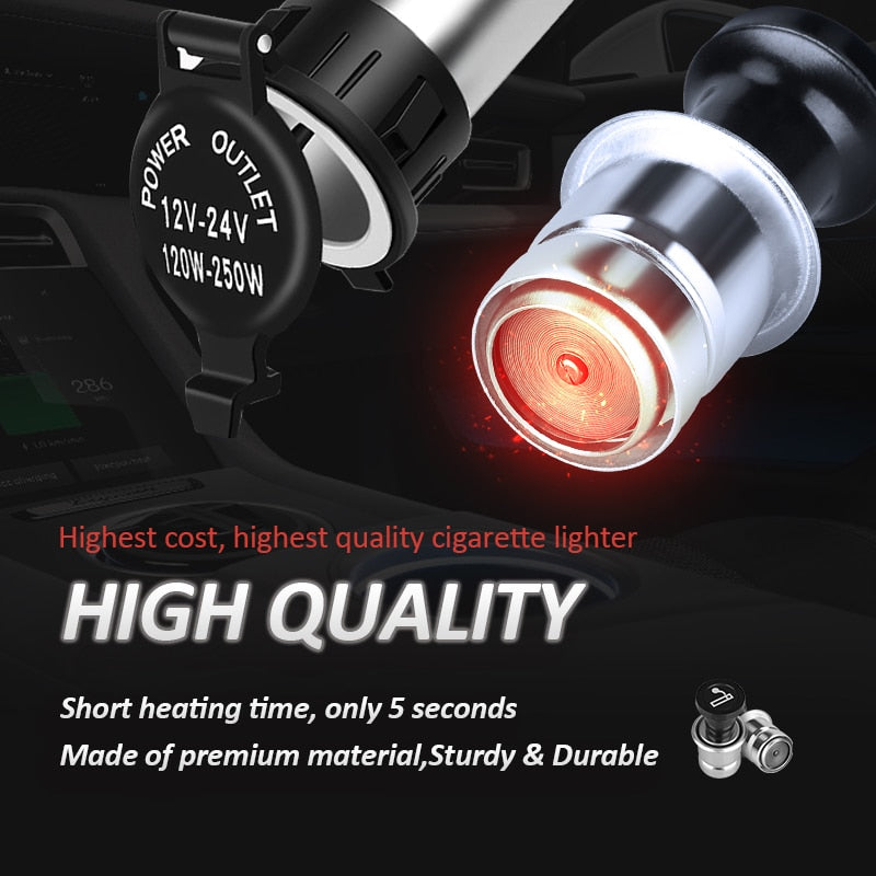 QC3.0 Cigarette Lighter Socket Splitter Waterproof 12V Dual USB Charger Power Adapter Outlet Panel Ports Voltmeter Fast Charging