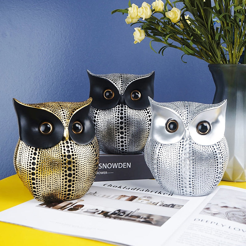 Nordic Style Owls Ornament Owl Resin Craft Bird Miniatures Figurines Decorative Figures for Home Decor Office Decoration