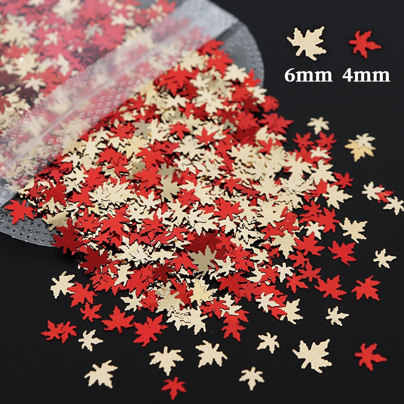 Holographic Maple Leaves Nail Glitter Sequins Laser Butterfly Letter Flakes DIY Autumn Nail Art Decoration Accessories and Tool