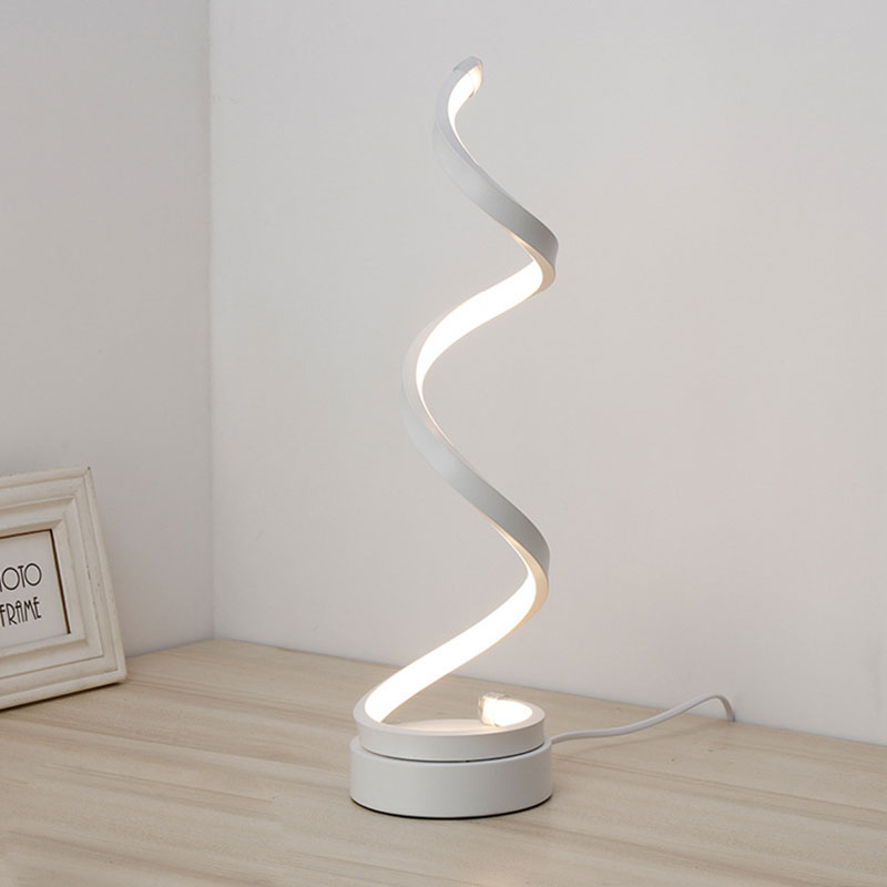 Simple Line Style LED Light Bar Table Lamp Reading Lighting Bedroom Decorative Arc Table Lamp Spiral Aluminum Art Table Lamp