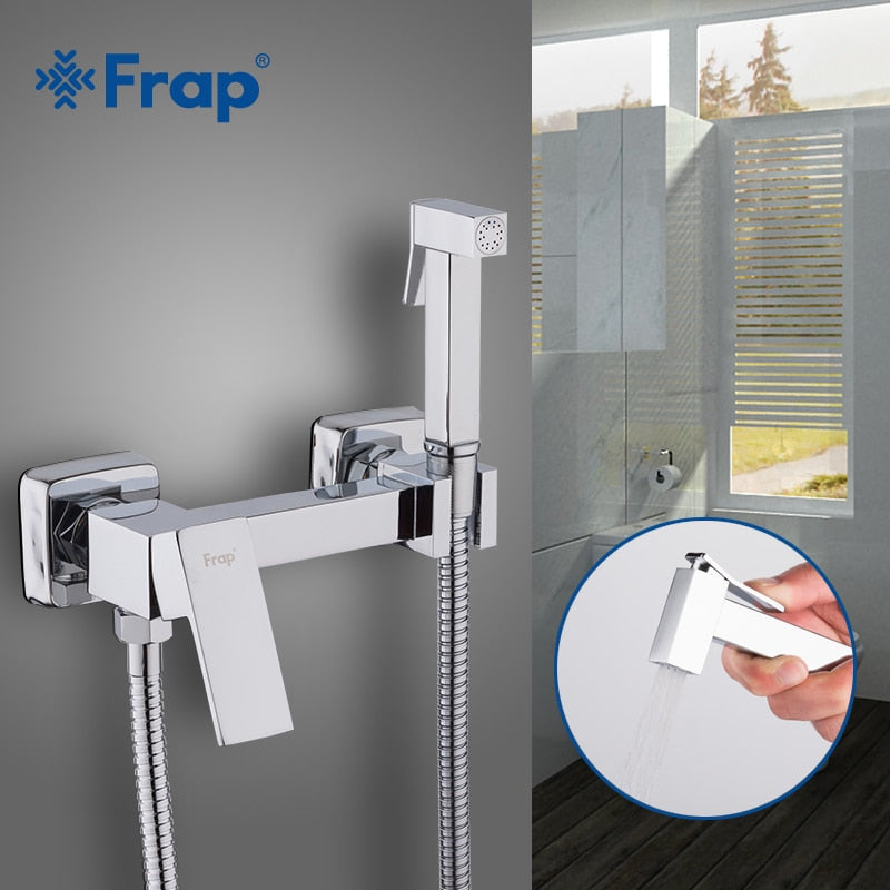 Frap 6 styles Brass Single Cold & Cold hot Water Corner Valve Bidet faucets Function square Hand Shower Head Tap Crane for woman