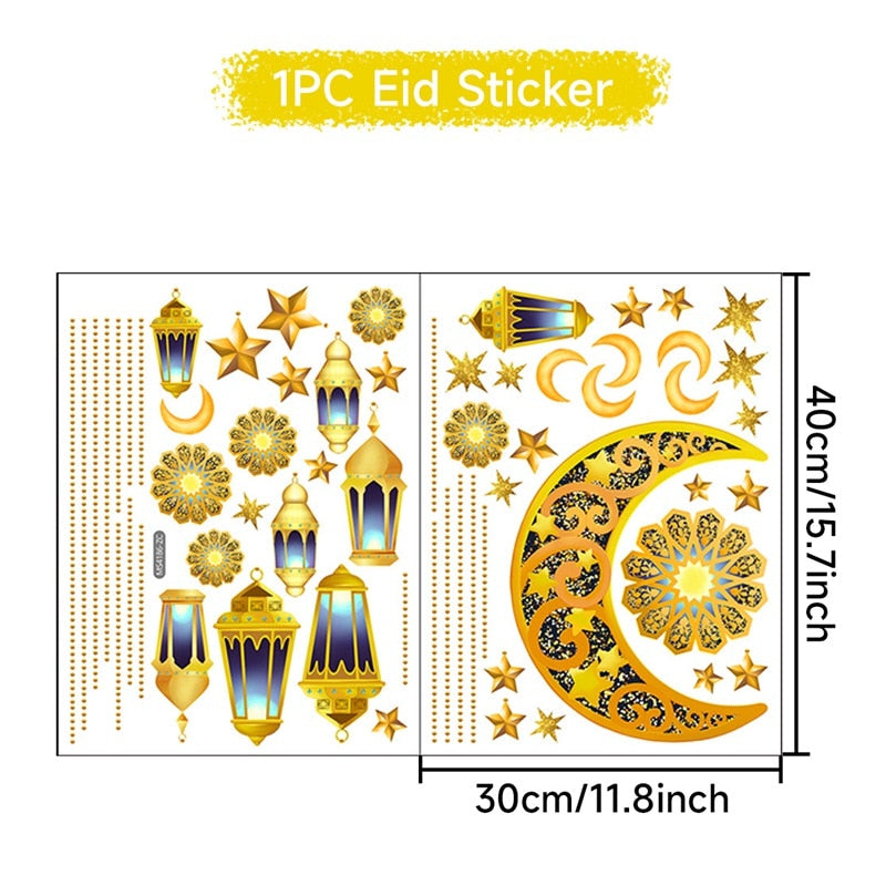 Eid Mubarak Decor Window Sticker Kareem Ramadan Decoration For Home Islamic Muslim Party Decor Mubarak Ramadan Wall Sticker Gift