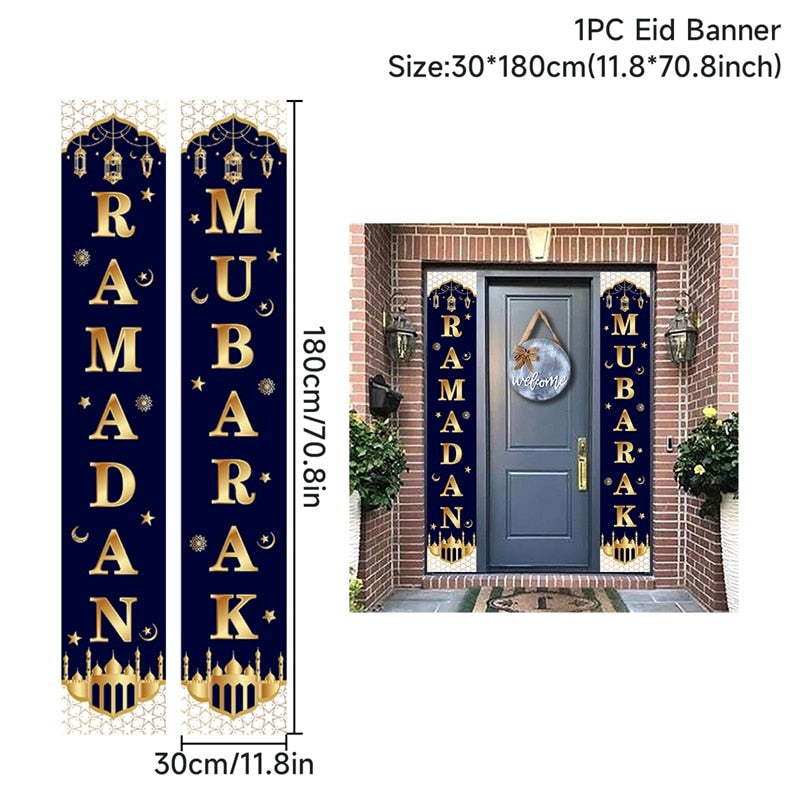 Eid Mubarak Door Banner Ramadan Kareem Banner Ramadan Decoration For Home Islamic Muslim Party Decor Eid Al Adha Gifts