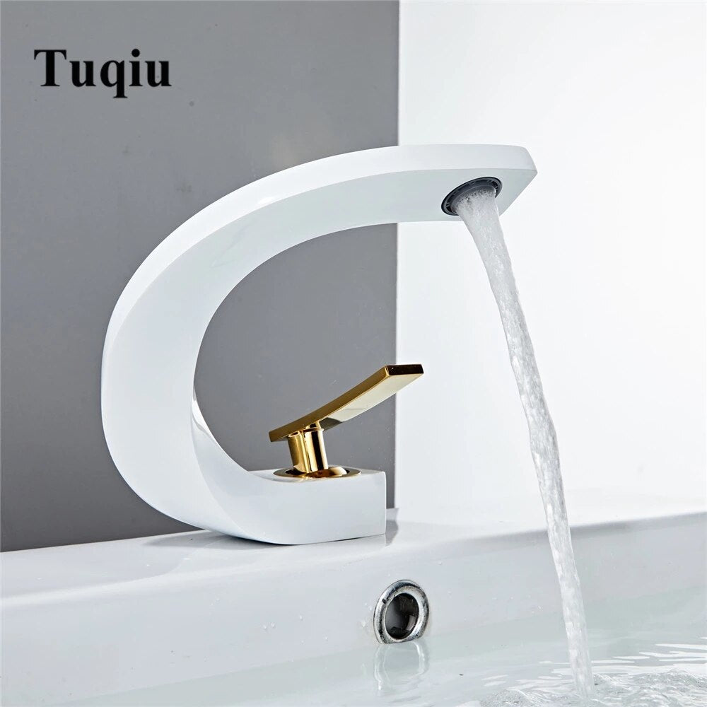 Tuqiu Basin Faucet Brushed Gold Bathroom Mixer Tap Black/Nickel/Chrome Wash basin Faucet Hot and Cold Sink Faucet New