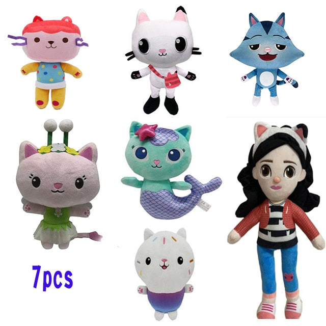 Hot 25Cm Gabby Dollhouse Plush Toy Mercat Cartoon Stuffed Animals Mermaid Cat Mermaid Plushie Dolls Kids Birthday Gifts