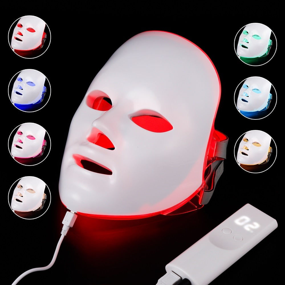 7 Colors Light LED Facial Mask Skin Rejuvenation Face Care Treatment Beauty Anti Acne Therapy Whitening LED Photon Face Mask