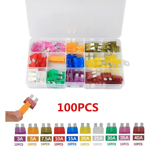 120Pcs Profile S/M Size Blade Car Fuse Assortment Set for Auto Car Truck  5/10/15/20/25/30A Fuse with Plastic Box