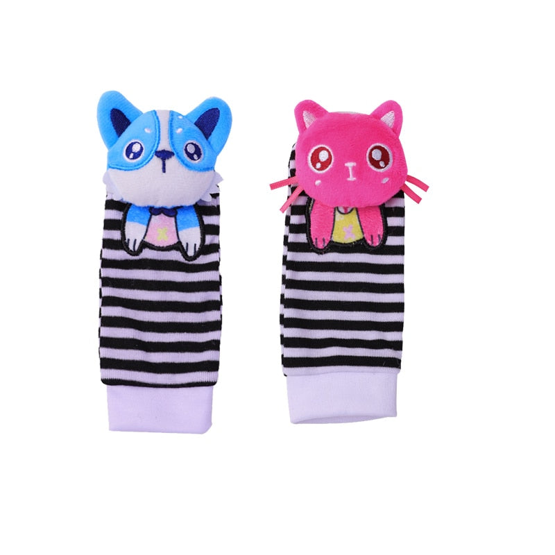 Infant Socks Wrist Rattle Toys Baby Toys 0-12 Months Newborn Cartoon Animal Plush Socks Wrist Strap Rattle For Baby Girl Boy Hot