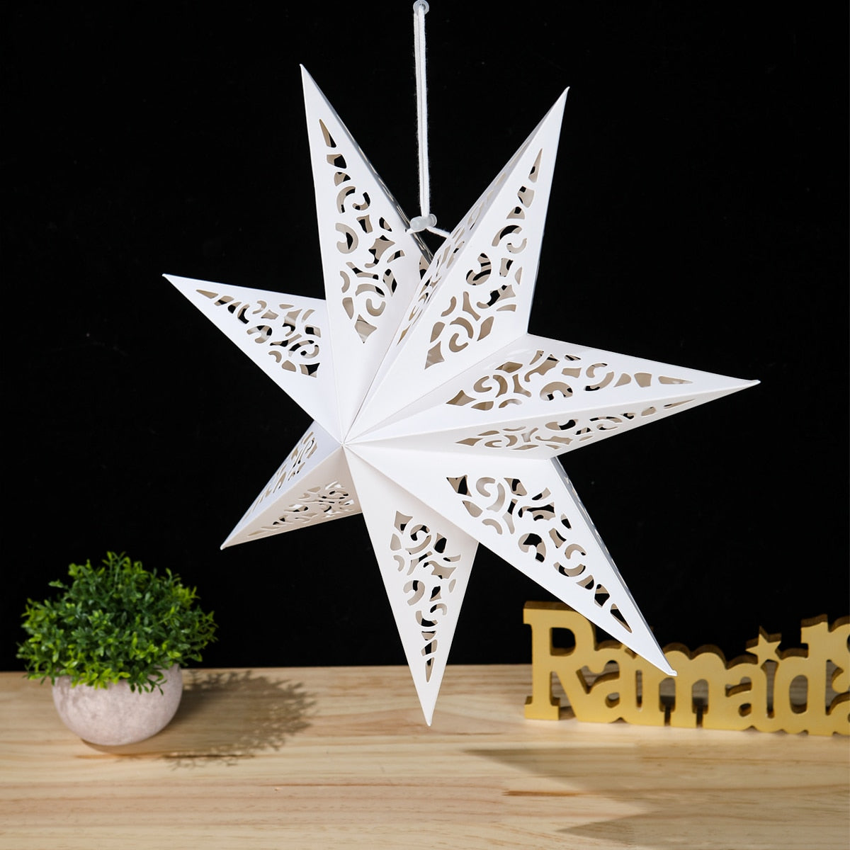 30-75cm Hollow Star Hanging Pendant Eid Mubarak Christmas Ramadan Decoration 2023 Islamic Muslim Party Decor Ramadan Kareem Gift