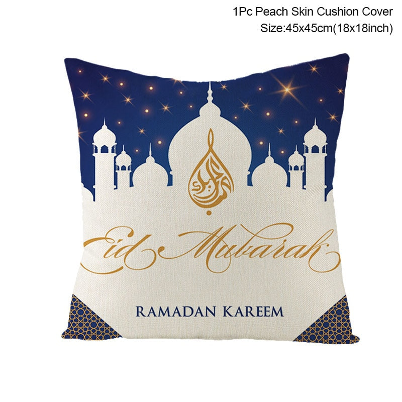 2023 Eid Mubarak Pillowcase Decor for Home Sofa Cushion Cover Islamic Ramadan Kareem Decoration Mosque Muslim Pillow Cover Gifts