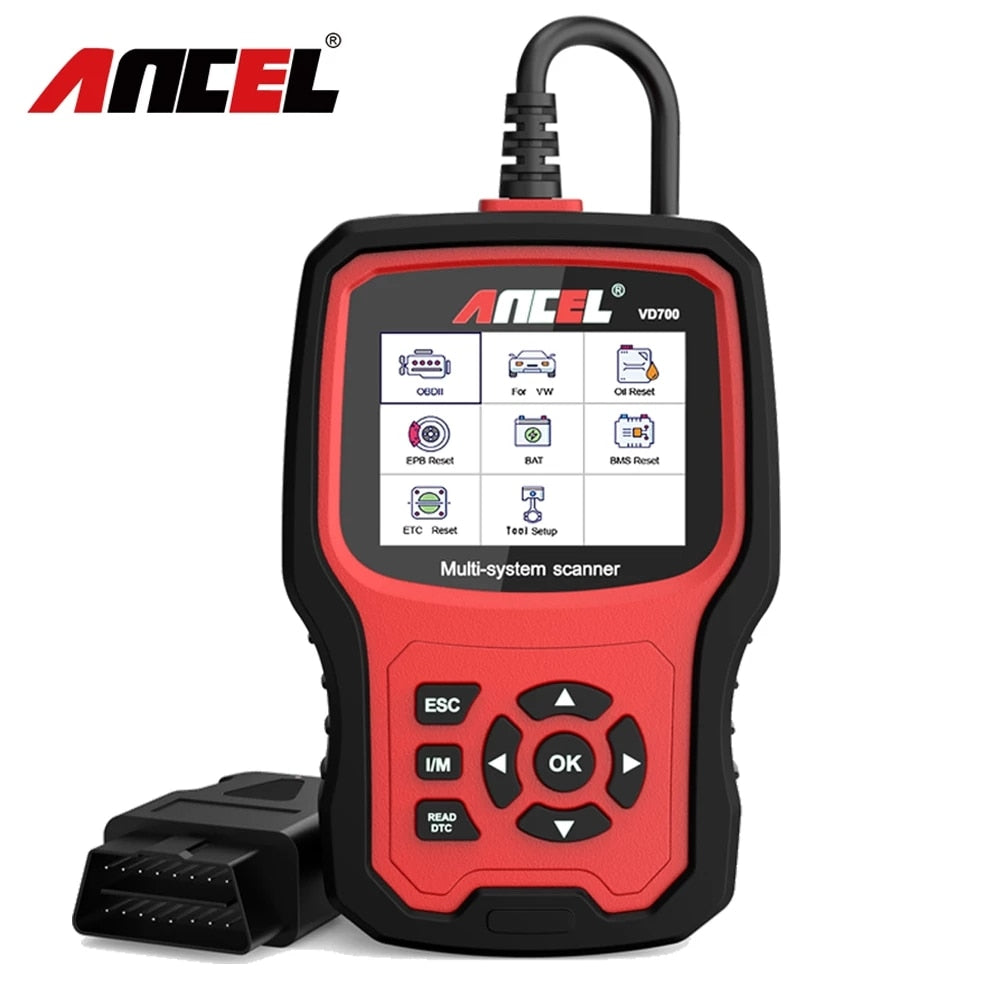 Ancel VD700 OBD2 Scanner Car Diagnostics Full System Individual Scan Airbag ABS Oil EPB Reset Diagnostic Automotive Scanner Tool