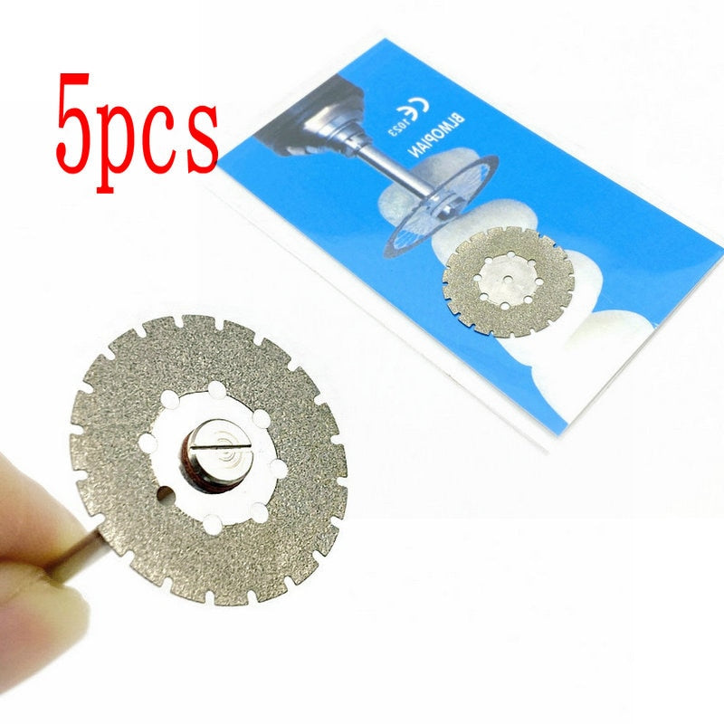 5pc/set Dental Ultra-thin Double Sided Sand Porcelain Diamond Cutting Disc Mandrel Diamond Disc  Dentistry Polishing Tools