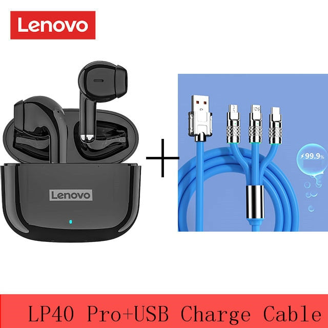 Original Lenovo LP40 Pro TWS Wireless Earphone Bluetooth 5.1 Dual Stereo Noise Reduction Bass Touch Control 250mAh New 2022