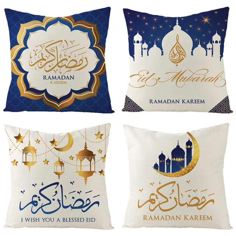 2023 Eid Mubarak Pillowcase Decor for Home Sofa Cushion Cover Islamic Ramadan Kareem Decoration Mosque Muslim Pillow Cover Gifts