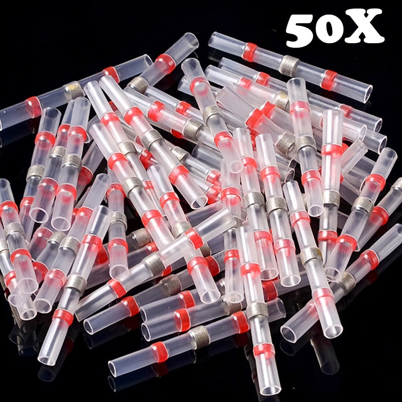 50/30/20PCS Solder Seal Wire Connectors Waterproof Heat Shrink Butt Connectors Electrical Wire Terminals Insulated Butt Splices