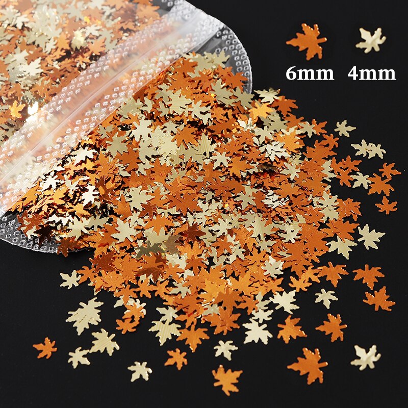 Holographic Maple Leaves Nail Glitter Sequins Laser Butterfly Letter Flakes DIY Autumn Nail Art Decoration Accessories and Tool