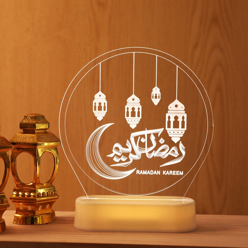 Eid Mubarak Decor Night Light Islamic Muslim Ramadan Decoration 2023 Ramadan Mubarak Decorations for Home Eid Al Adha Gift