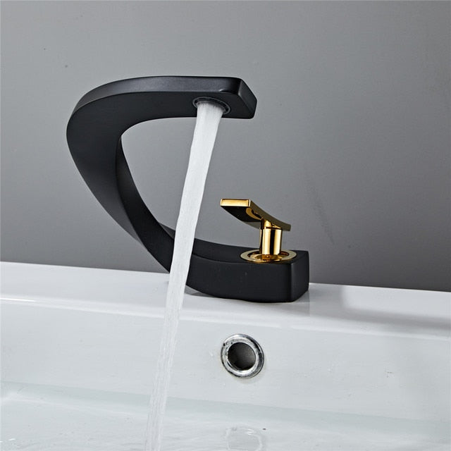 Tuqiu Basin Faucet Brushed Gold Bathroom Mixer Tap Black/Nickel/Chrome Wash basin Faucet Hot and Cold Sink Faucet New