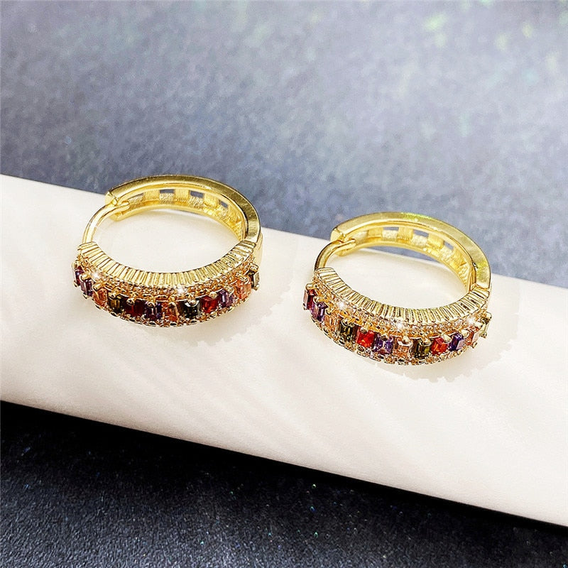 Ins New Fashion Colorful Exquisite Zircon Earrings 14k Plated Gold Plated Minimalist Romantic Luxury Earring Accessories Pendant