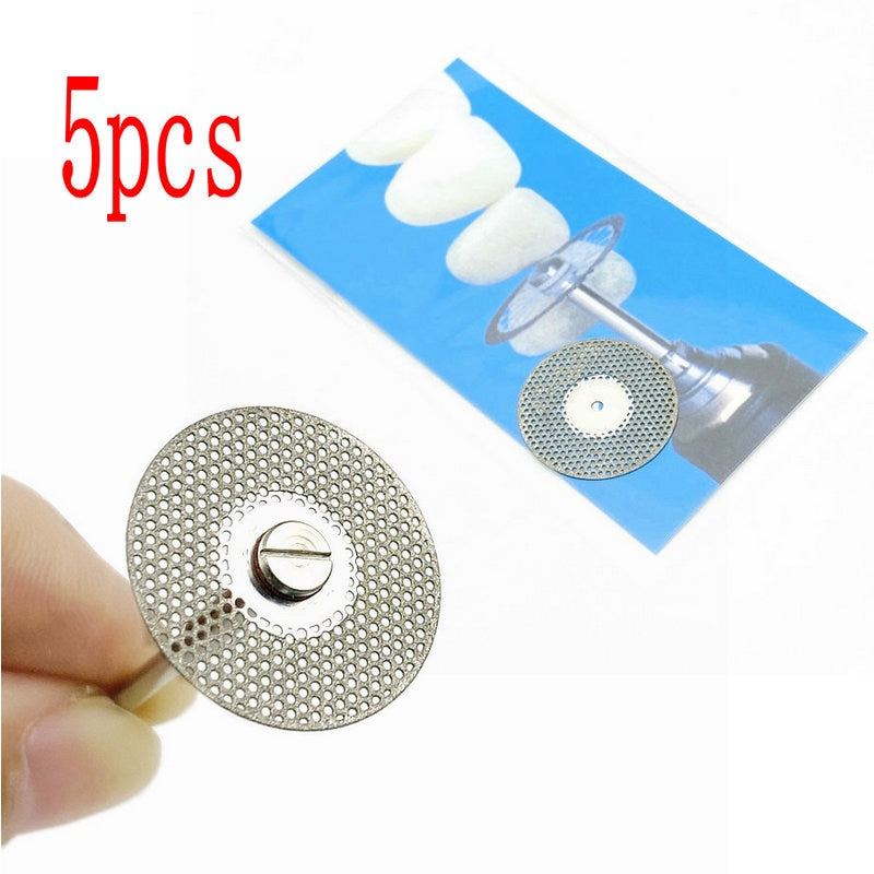 5pc/set Dental Ultra-thin Double Sided Sand Porcelain Diamond Cutting Disc Mandrel Diamond Disc  Dentistry Polishing Tools