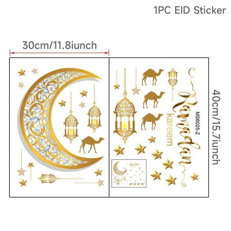 Eid Mubarak Decor Window Sticker Kareem Ramadan Decoration For Home Islamic Muslim Party Decor Mubarak Ramadan Wall Sticker Gift