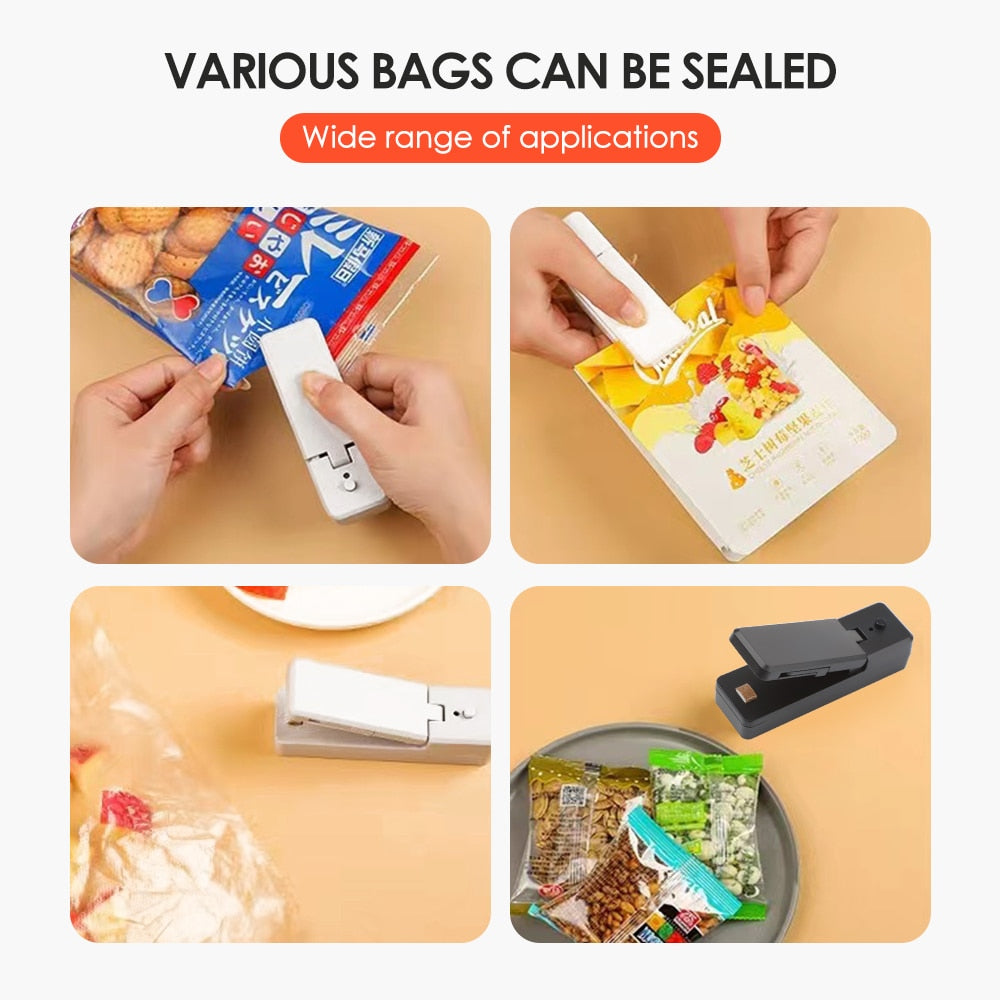 Mini Thermal Bag Sealing Machine Electric Heat Plastic Bag Sealer Hot Bond Package Sealer Packer with Cutter for Food Kitchen