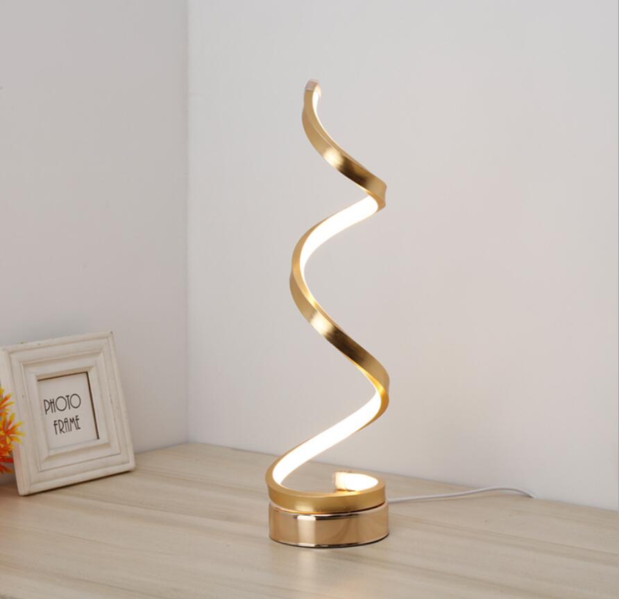 Modern LED Spiral Table Lamp Curved Desk Bedside Lamp Cool White Warm White Light For Living Room Bedroom Reading Light