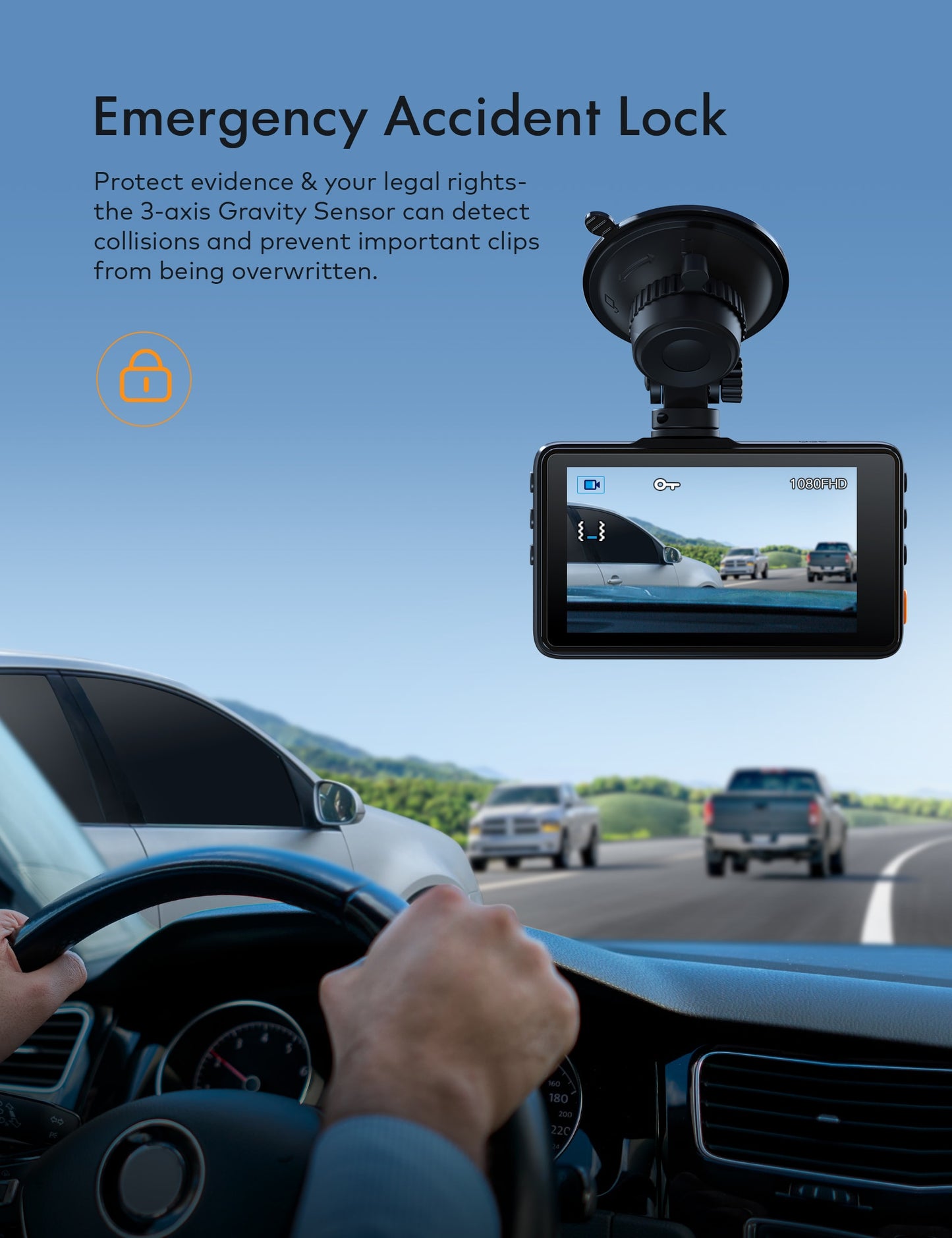 Apeman Dash Cam 1080P FHD DVR Car Driving Video Recorder 3 Inch LCD Screen 170° Wide Angle, G-Sensor, WDR, Parking Car Monitor