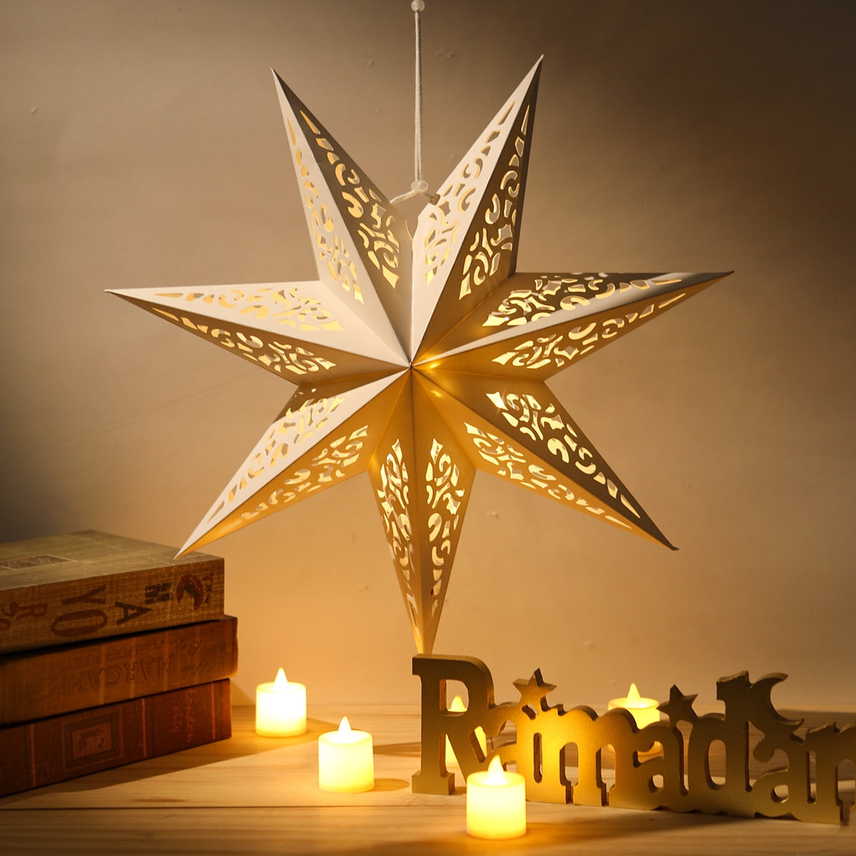 30-75cm Hollow Star Hanging Pendant Eid Mubarak Christmas Ramadan Decoration 2023 Islamic Muslim Party Decor Ramadan Kareem Gift