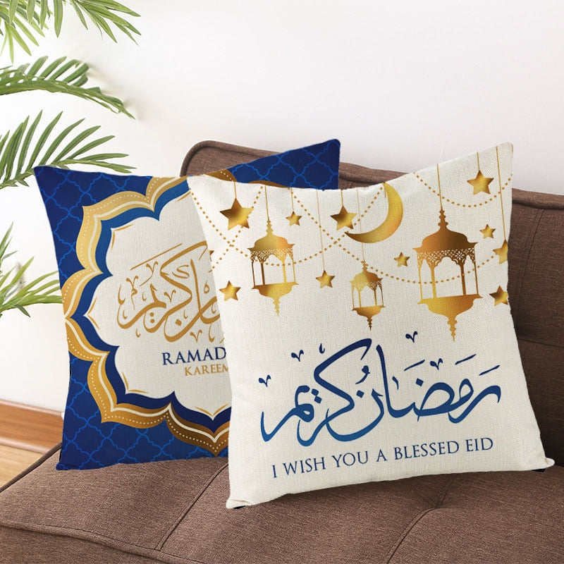 2023 Eid Mubarak Pillowcase Decor for Home Sofa Cushion Cover Islamic Ramadan Kareem Decoration Mosque Muslim Pillow Cover Gifts