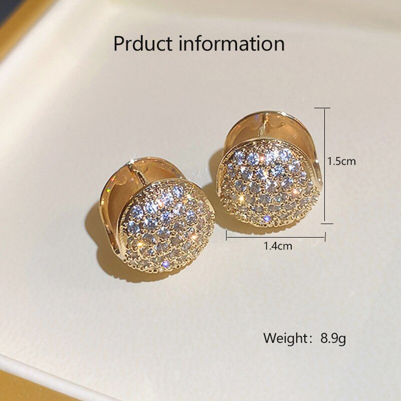 Uilz Fashion Korean Gold Color Hoop Earrings for Women Personalized Geometry Inlay Exquisite Zircon Ear Bride Wedding Earring