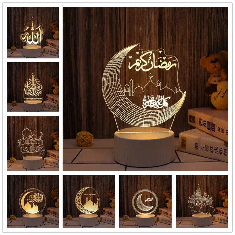 Eid Mubarak Decor Night Light Islamic Muslim Ramadan Decoration 2023 Ramadan Mubarak Decorations for Home Eid Al Adha Gift