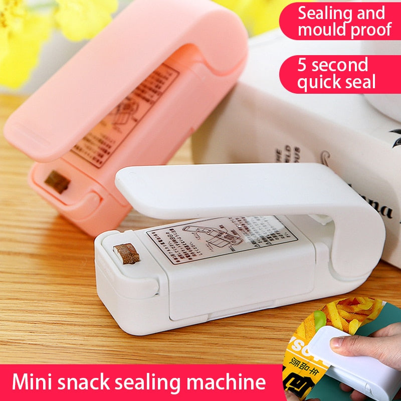 Portable Bag Heat Sealer Plastic Package Storage Bag Clip Mini Sealing Machine Handy Sticker Seal for Food Snack Kitchen Gadgets