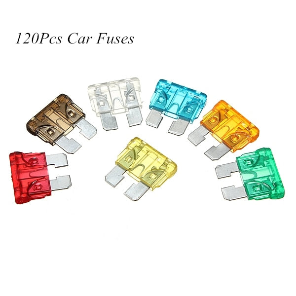 120Pcs Profile S/M Size Blade Car Fuse Assortment Set for Auto Car Truck  5/10/15/20/25/30A Fuse with Plastic Box