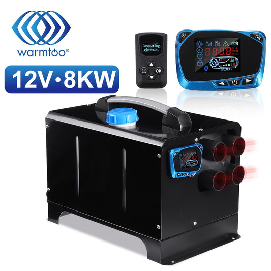 Warmtoo All In One Mini Diesel Air Heater 8KW 12V One Hole Car Heater For Trucks Motor-Homes LCD /Button Remote New Arrival