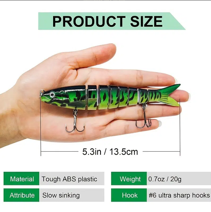 Fishing Lures Multi Jointed Swimbait Crank Bait Slow Sinking Bionic Artificial Bait Freshwater Saltwater Trout Bass Fishing Accessories 10g/13.5cm