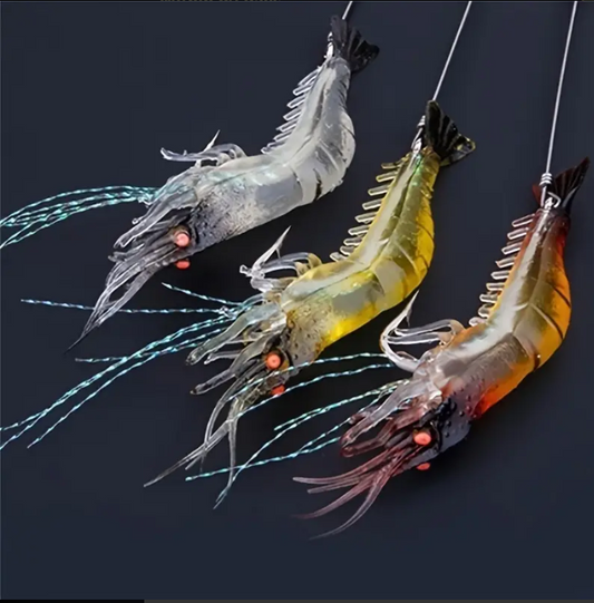 1pc Saltwater Fishing Luminous Soft Lures, Artificial Shrimp Hooks Baits Sinking Tackle