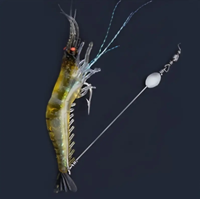 1pc Saltwater Fishing Luminous Soft Lures, Artificial Shrimp Hooks Baits Sinking Tackle