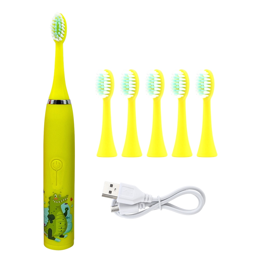 Children&#39;s Electric Ultrasonic Toothbrush Soft Bristled Cartoon 4 Mode IPX6 Waterproof Teeth Prevention Decay Cleaner USB Charge