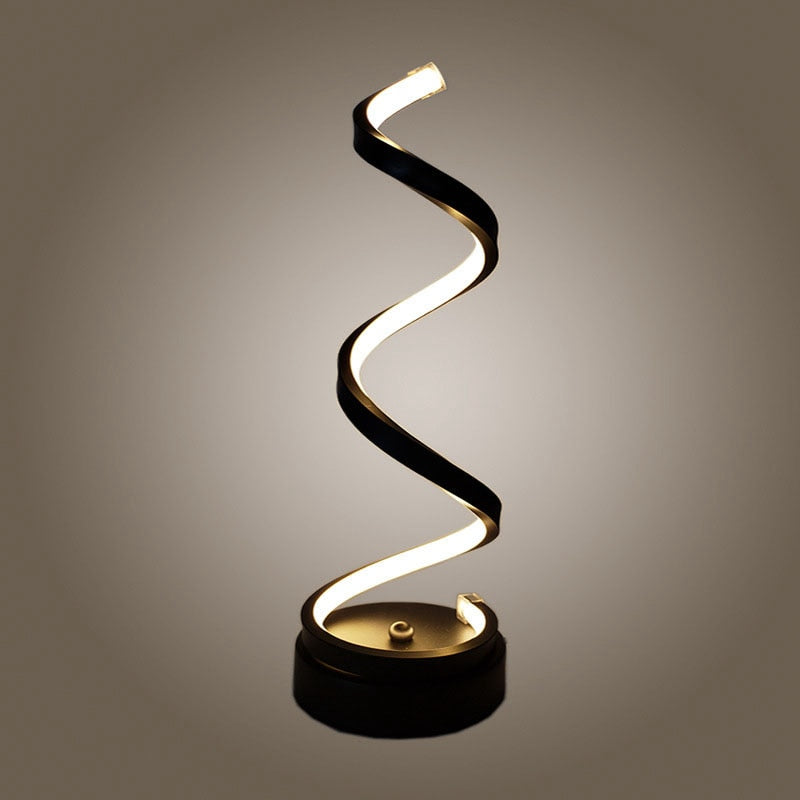 Modern LED Spiral Table Lamp Curved Desk Bedside Lamp Cool White Warm White Light For Living Room Bedroom Reading Light