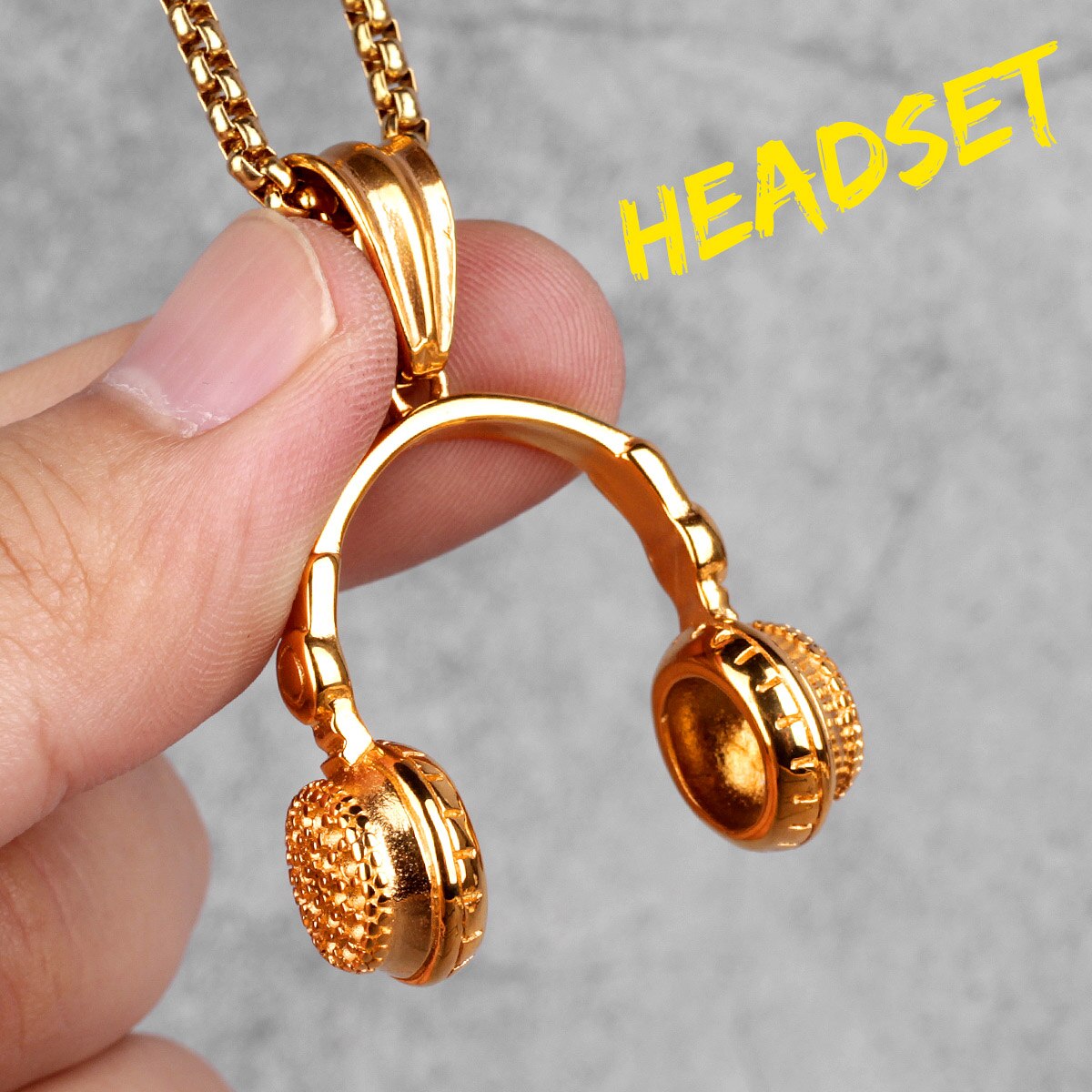 Headset Earphone Gold Mens Long Necklaces Pendants Chain Hip Hop for Boy Male Stainless Steel Jewelry Creativity Gift Wholesale