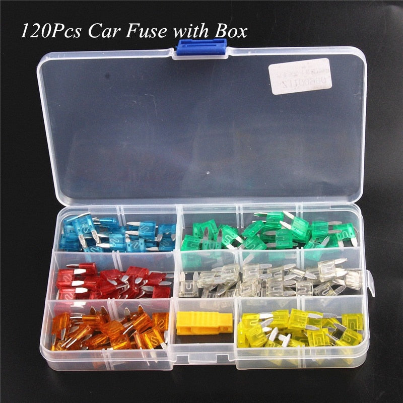 120Pcs Profile S/M Size Blade Car Fuse Assortment Set for Auto Car Truck  5/10/15/20/25/30A Fuse with Plastic Box