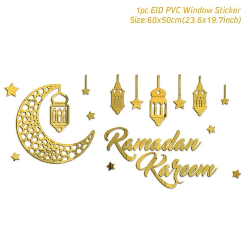 Eid Mubarak Decor Window Sticker Kareem Ramadan Decoration For Home Islamic Muslim Party Decor Mubarak Ramadan Wall Sticker Gift