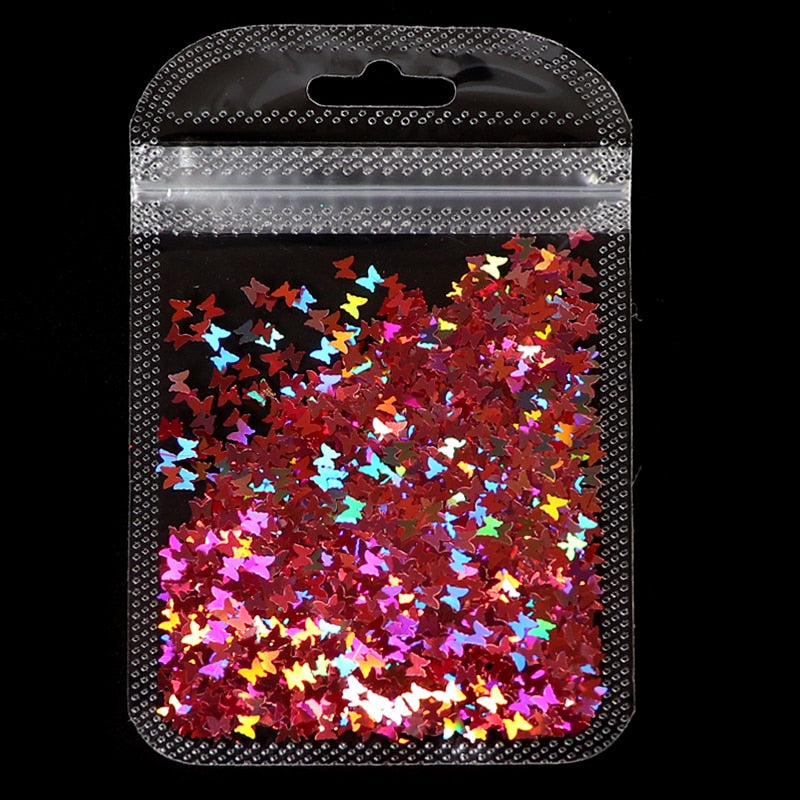 Holographic Maple Leaves Nail Glitter Sequins Laser Butterfly Letter Flakes DIY Autumn Nail Art Decoration Accessories and Tool