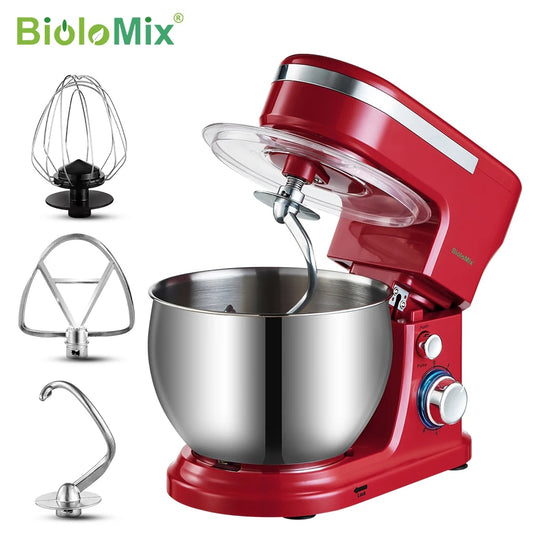 BioloMix 6L/5L Mixer Planetary 6-speed Kitchen Food Blender Stainless Steel Bowl Cake Mixer Machine Kneader Cream Egg Whisk