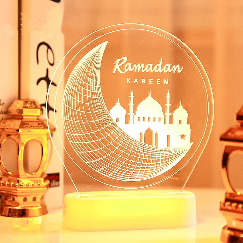 Eid Mubarak Decor Night Light Islamic Muslim Ramadan Decoration 2023 Ramadan Mubarak Decorations for Home Eid Al Adha Gift