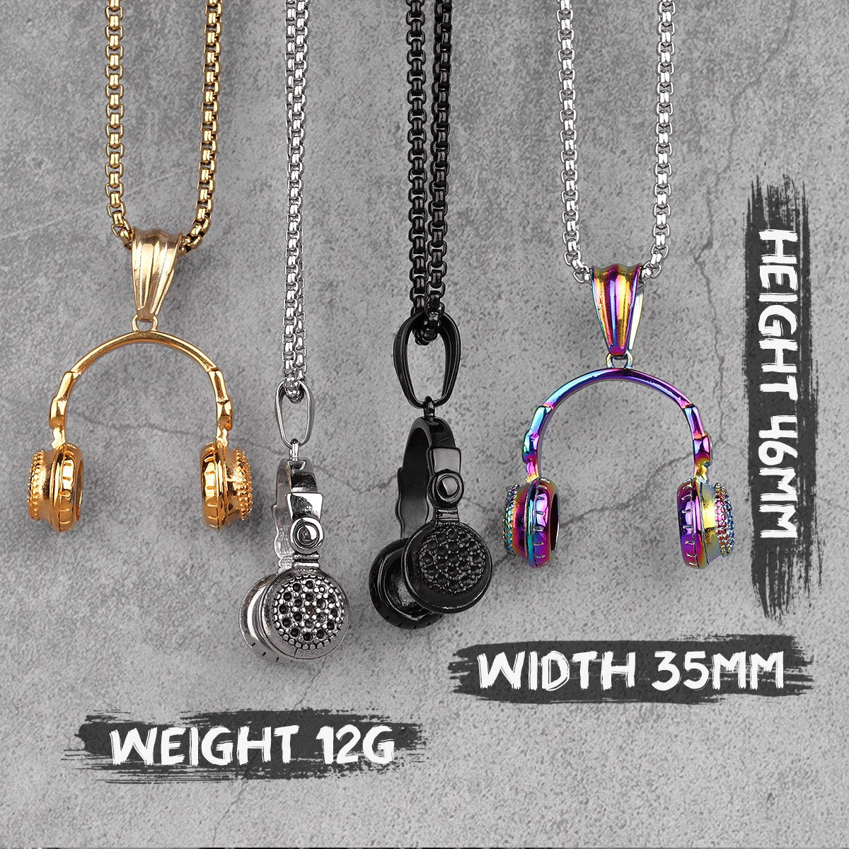 Headset Earphone Gold Mens Long Necklaces Pendants Chain Hip Hop for Boy Male Stainless Steel Jewelry Creativity Gift Wholesale