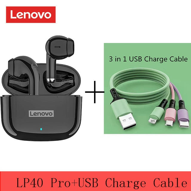 Original Lenovo LP40 Pro TWS Wireless Earphone Bluetooth 5.1 Dual Stereo Noise Reduction Bass Touch Control 250mAh New 2022