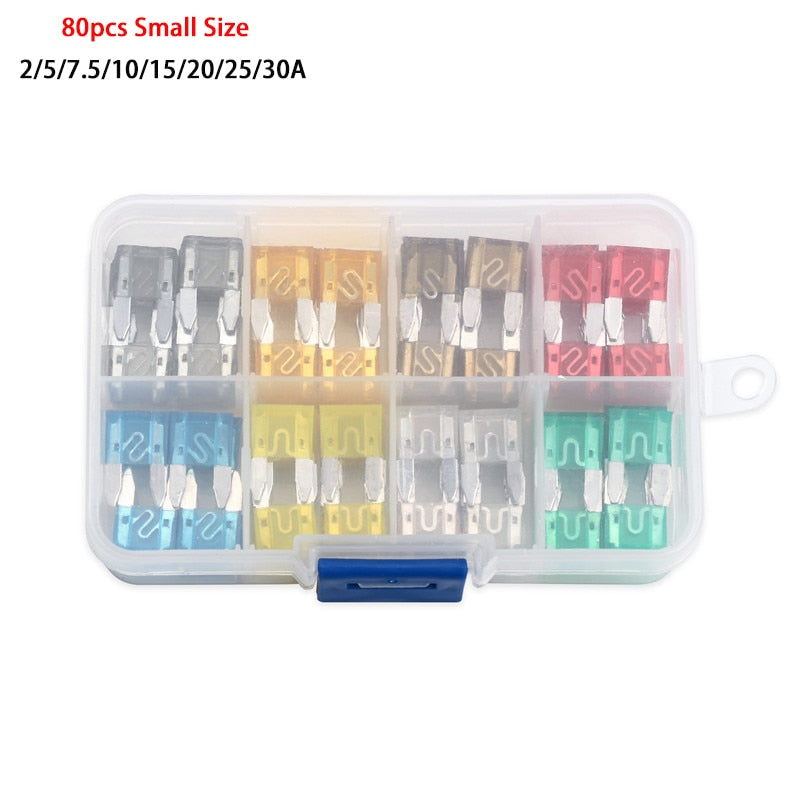 120Pcs Profile S/M Size Blade Car Fuse Assortment Set for Auto Car Truck  5/10/15/20/25/30A Fuse with Plastic Box