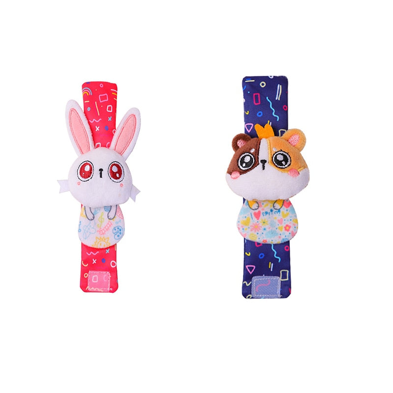 Infant Socks Wrist Rattle Toys Baby Toys 0-12 Months Newborn Cartoon Animal Plush Socks Wrist Strap Rattle For Baby Girl Boy Hot